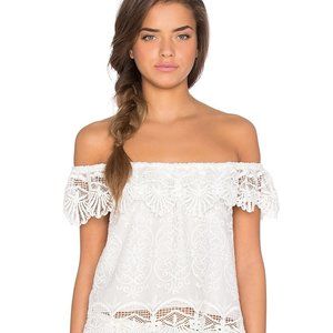 Nightcap Off The Shoulder White Lace Cropped Blouse